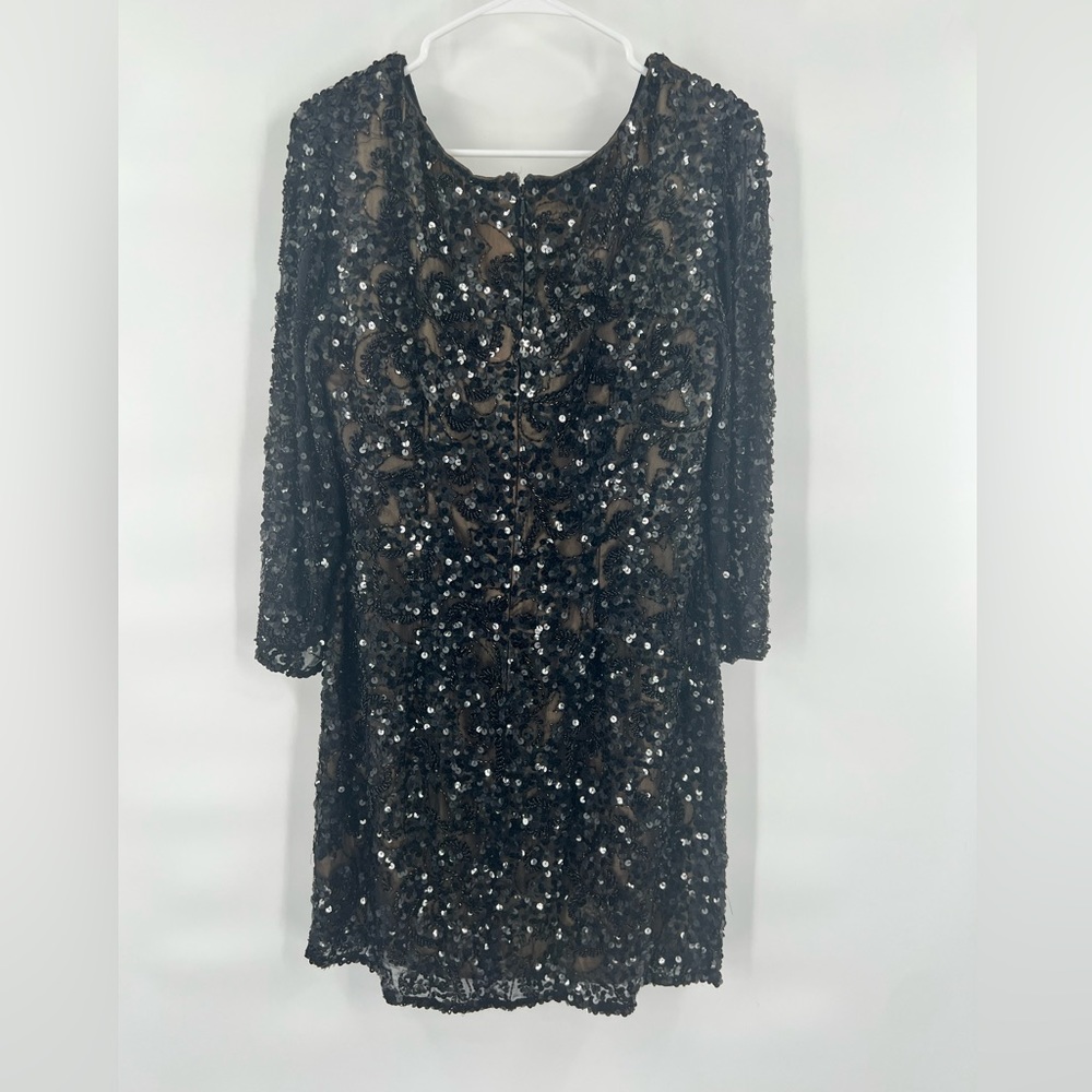 Scala beaded sequined long sleeve black dress size 10 - Picture 5 of 10